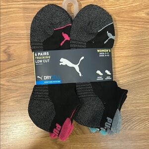 Puma Women's Low Cut Athletic Socks - Black, Pink, Gray